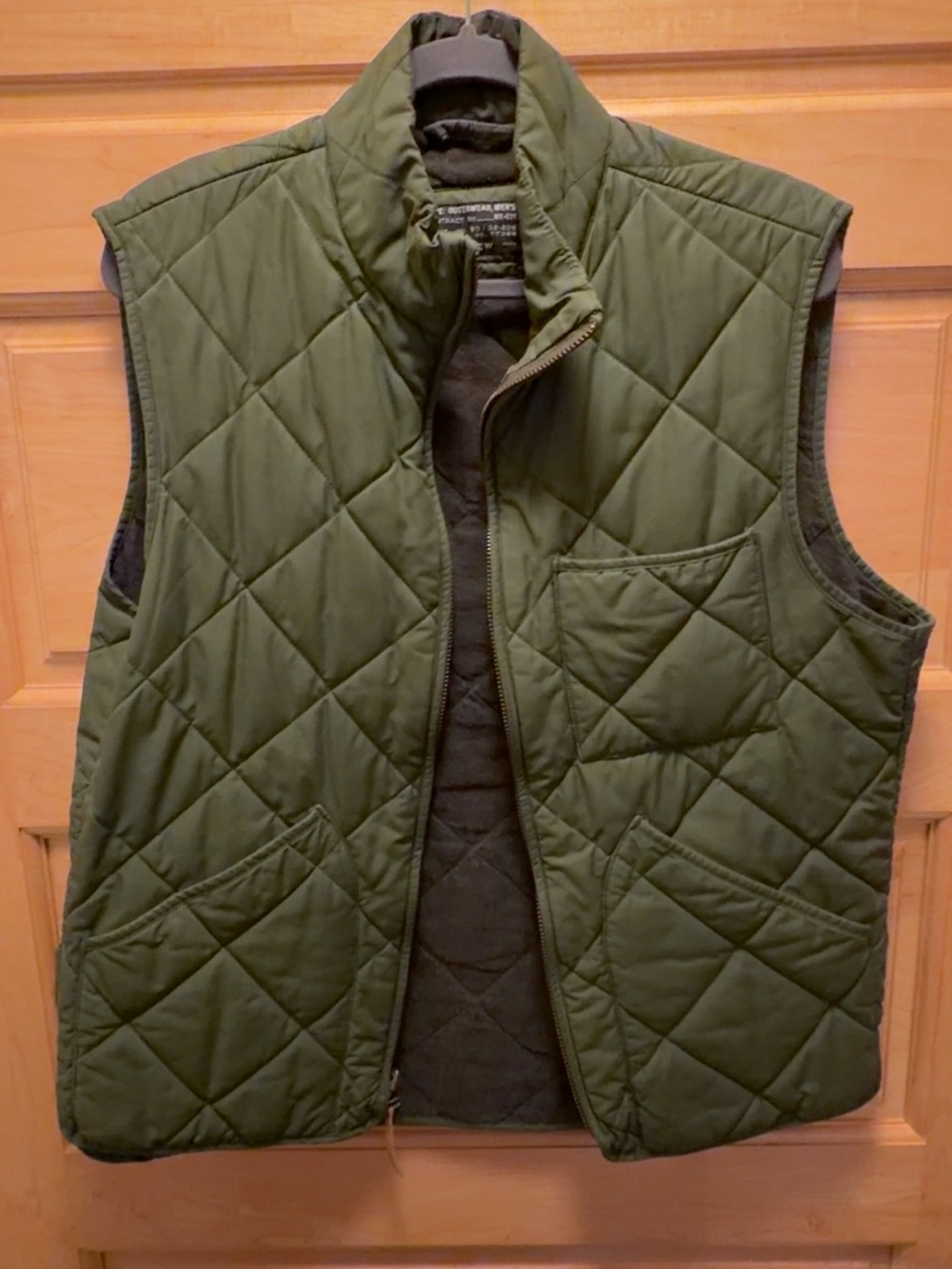 J. Crew Quilted Olive Vest - Men's Green